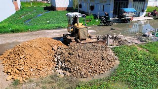 Launches Amazing New Operator Using Dozer mini Pushing Soil Into Land for house construction [upl. by Etnad]