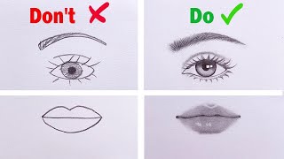 Dont VS Do  How to draw Lips Eye Nose and Hair  Drawing Tutorial [upl. by Jessy754]