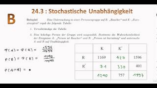 243 B Stochastische Unabhängigkeit mit Vierfeldertafel [upl. by Salamone15]