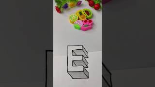 very easy how to drawing 3d floating latterquotE anamorfic illusionkidsdrawingviralartwork [upl. by Iggie138]