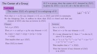 Abstract Algebra 1 The Center of a Group [upl. by Cordey]