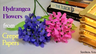 How to make hydrangea flower from crepe paper  क्रेप पेपर से बनाए सुंदर हाइड्रेंजिया फूल [upl. by Garlanda]