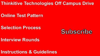 Thinkitive Technologies Online Test Pattern Thinkitive Technologies Off Campus Drive [upl. by Walcoff77]