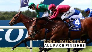 ALL RACE FINISHES FROM CORALECLIPSE DAY AT SANDOWN PARK RACECOURSE [upl. by Wilek]