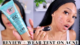 IT COSMETICS MATTE CC CREAM ON ACNE PRONE SKIN  REVIEW  10 HOUR WEAR TEST MUST TRY [upl. by Fording]