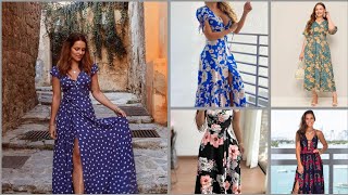 HERMOSOS VESTIDOS LARGOS ESTAMPADOS de moda mujer 2021 [upl. by Hanimay]