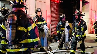 FDNY BOX 0838  FDNY OPERATING FOR COMMERCIAL 1076 GAS FED STOVE FIRE IN RESTAURANT ON 48TH STREET [upl. by Zeena]