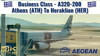 Aegean Airlines  A320200  Business Class  Athens ATH to Heraklion HER  Trip Report [upl. by Ailsun660]