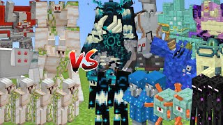 IRON GOLEM ALLIANCE Vs WARDEN amp PILLAGER amp GUARDIAN amp ENDERMAN ALLIANCE MOB BATTLE IN MINECRAFT [upl. by Tran937]