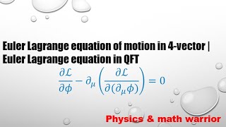 euler Lagrange equation of motion in 4vector  euler Lagrange equation in QFT [upl. by Margette961]