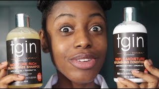 TGIN Moisture Rich Shampoo  Triple Moisture Replenishing Conditioner Demo  Review [upl. by Kcerred522]