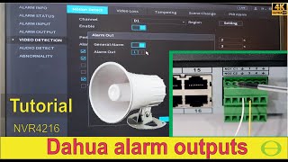 How to setup the alarm outputs on a Dahua NVR  connect a siren and light to NVR  Tutorial [upl. by Frederiksen]