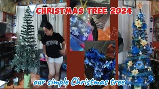 Christmas Decorate With Me 2024  Our Simple Christmas Tree  Blue and Silver Motif [upl. by Jerad]