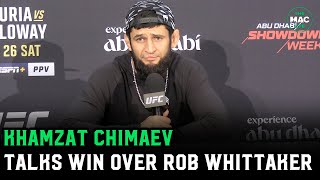 Khamzat Chimaev quotI didn’t mean to break Robert Whittakers chinquot  UFC 308 Post Fight Presser [upl. by Nefen322]