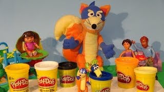 Play Doh Dora The Explorer we make Swiper the Swiper out of Play Doh The Swiper no Swiping Fox [upl. by Amrak]