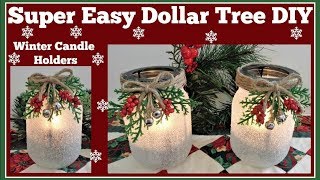 Winter Candle Holder❄ Easy Dollar Tree❄ DIY Sparkling [upl. by Enyal]