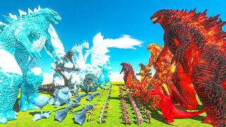 Team Ghidorah  Ice Godzilla VS Fire Godzilla  Team Thermo Burning  Animal Revolt Battle Simulator [upl. by Vidovik]