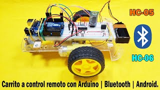 Carrito a control remoto con Arduino  Bluetooth  Android en Protoboard [upl. by Tomasine]