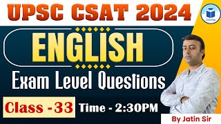 UPSC CSAT 2024  English  Exam Level Questions  Class 33  Civilstap [upl. by Nyladam]