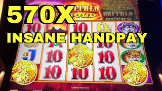 MY FIRST EVER HANDPAY JACKPOT 570X Buffalo Triple Power Slots [upl. by Anneehs300]