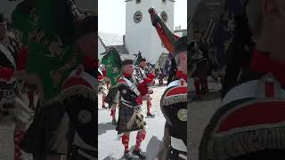 Pipe Band lead the Atholl Highlanders marching in front of Blair Castle for Parade in 2023 shorts [upl. by Bresee]