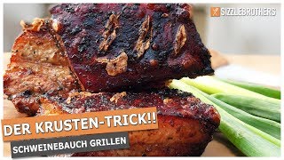 Der KRUSTENTRICK Schweinebauch grillen auf dem Kugelgrill [upl. by Aicirtam]