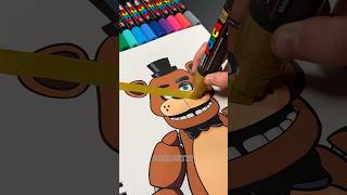 I RUINED My Drawing of Freddy Fazbear with Posca Markers shorts [upl. by Nylarej]