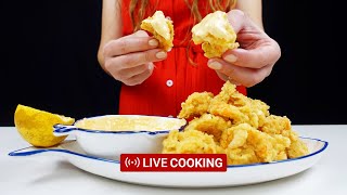 ❤️ LIVE Cooking 54  Butterfly Shrimp with Sriracha Mayo  ASMR [upl. by Sonnnie]