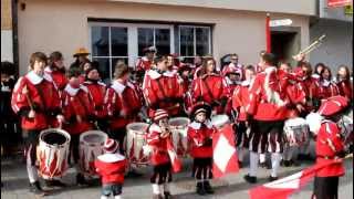 Fasnetsdienstag in Riedlingen 2012 Fanfarenzug der Narrenzunft Blockstrecker Daugendorf 1 Video [upl. by Pickar117]