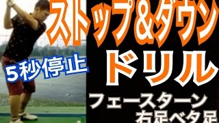 ゴルフストップ＆ダウンドリル！フェースターン右足ベタ足【Ryota】WGSLレッスンgolfドライバードラコンアイアンアプローチパター [upl. by Arramat]