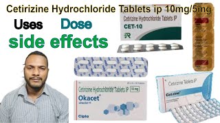 Cetirizine Hydrochloride Tablets ip 10mg5mg Tablet uses dose side effects [upl. by Eentirb]