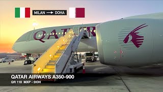 SUCH A PLEASANT REDEYE FLIGHT  Qatar Airways A350900  Milan MXP ✈ Doha  Economy [upl. by Saundra263]