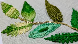 Leaf embroidery part 3  my dream handcrafts [upl. by Phelia]