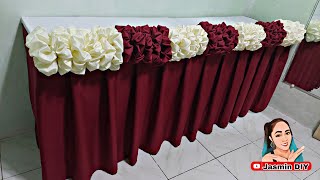 ALTERNATE COLOR ROSE FOLD ON TOP FULL VIDEO TUTORIAL TABLE SKIRTING [upl. by Naillil]