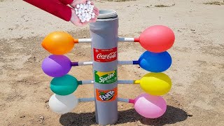 Big Balloons of Giant Coca Cola amp Pepsi Fanta Sprite Mirinda Schweppes vs Hot and Cold VS Car [upl. by Rod864]