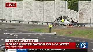 I84 west in West Hartford shuts down following serious crash [upl. by Ynove]