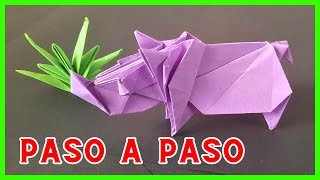 ⩥ Rinoceronte de papel  Origami de Nivel Medio 🦏 [upl. by Bellaude]