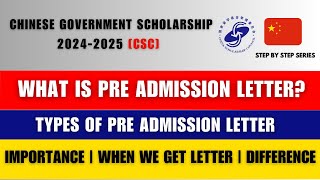 What is PreAdmission Letter Types  Importance  Difference  CSC Scholarship 2024 2025 [upl. by Sida]