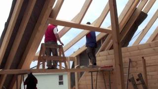 170 qm Blockhaus bauen mit Richtmeister in 11 Tagen fertig Building a log home cabin [upl. by Avlasor]