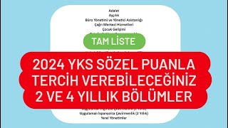 2024 YKS SÃ–ZEL BÃ–LÃœMLER  SÃ–ZELDEN TERCÄ°H VEREBÄ°LECEÄžÄ°NÄ°Z 4 VE 2 YILLIK BÃ–LÃœMLER [upl. by Dusty]