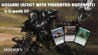 New Modern Golgari Infect build with Venerated Rotpriest  MTG Modern league  MTGO [upl. by Lakim]