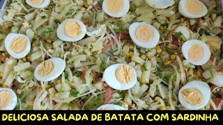 Como fazer salada de batata com sardinha receita de vó [upl. by Alyehs]