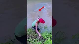 Catching fishin crocodile pond😨shorts shortsfeed viral [upl. by Nawk]