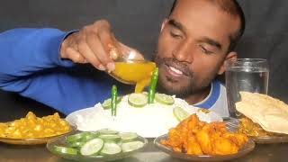 EATING VIDEO l EATING SHOW VEG THALI RICE DAL ARABI PAKODA SALAD MUKBANG [upl. by Notsuj]