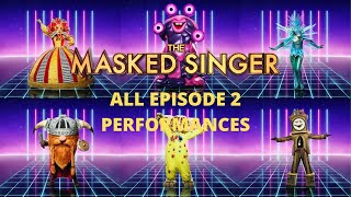 ALL EPISODE 2 PERFORMANCES  The Masked Singer UK Ep2 [upl. by Meri19]