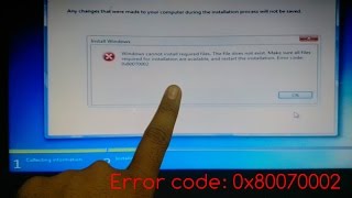 Error code 0x80070002  how to Windows installation Time Error code 0x80070002 Problem Solution [upl. by Dweck756]