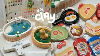 making clay trinket dishes and magnets🍳🍉🍓✨ using air dry clay  no bake [upl. by Marigolda336]