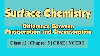 Difference between Physisorption and ChemisorptionClass12 ChemistryChapter 5 Surface Chemistry [upl. by Htrowslle]