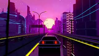 Driving In Retro Futuristic Neon City Screensaver 4K [upl. by Fahy]