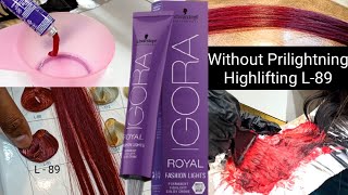 How to Red Violet Schwarzkopf L 89 Hair Color  Direct And Prilightning Full Practical Salonfact [upl. by Luedtke472]